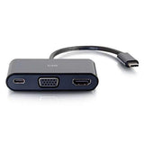 C2G 26884 USB-C to HDMI and VGA Adapter Converter with Power Delivery - Black - External Video Adapter - USB-C - D-Sub, HDMI - Black