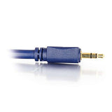 C2G 40940 Velocity 3.5mm M/M Stereo Audio Cable, Aux Cable, Blue (150 Feet, 45.72 Meters)