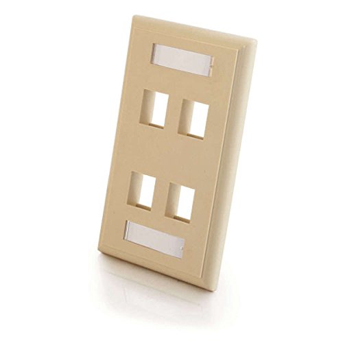 C2G 03713 4-Port Keystone Single Gang Wall Plate, Ivory
