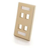 C2G 03713 4-Port Keystone Single Gang Wall Plate, Ivory