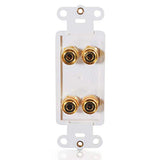 C2G 03964 Dual R/L Banana Jack Pass Through Decora Wall Plate, White