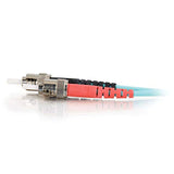 C2G 36102 OM3 Fiber Optic Cable - ST-ST 10Gb 50/125 Duplex Multimode PVC Fiber Cable, Aqua (6.6 Feet, 2 Meters)
