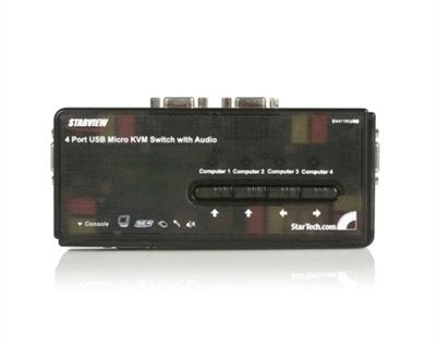 2M21594 - StarTech.com 4 Port Black USB KVM Switch Kit with Cables and Audio