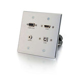 C2G 39703 HDMI, VGA, 3.5MM and USB Pass Through Double Gang Wall Plate, Aluminum