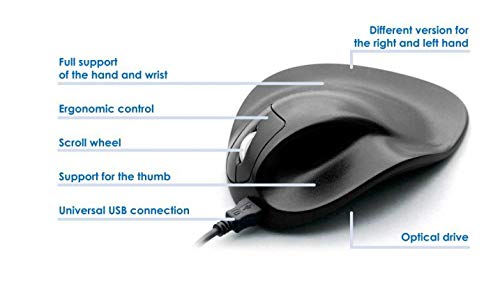 Hippus LS2WL Wired Light Click Handshoe Mouse (Left Hand, Small, Black)