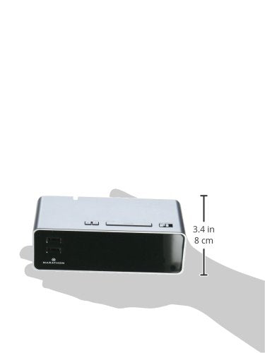 Marathon LED Alarm Clock with Two Fast Charging, Front Facing USB Ports