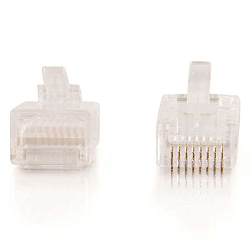 C2G 11380 RJ45 Cat5e Modular Plug for Round Stranded Cable Multipack (50 Pack) TAA Compliant, Clear
