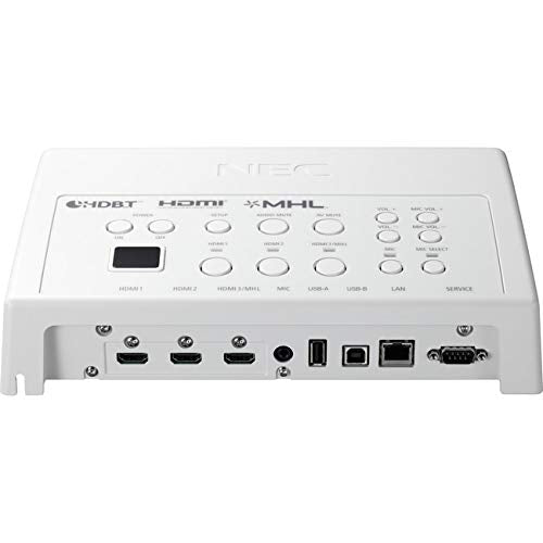 HDBaseT media switch w/ video, mic, USB, control, and LAN inputs. Preset for co