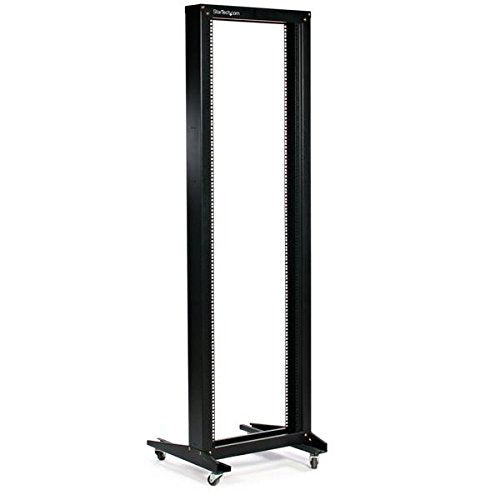 StarTech.com 2POSTRACK 42U 2 Post Open Frame Rack with Casters (Black)