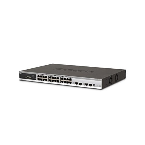xStack Managed 24-Port 10/100 L2+ Switch, 4 Gigabit Copper Ports + 2 Combo SFP Slots