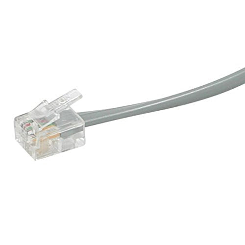 C2G 02973 RJ11 6P4C Straight Modular Cable, Silver (25 Feet, 7.62 Meters)
