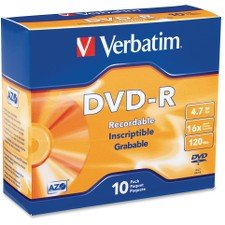 Verbatim AZO DVD-R 4.7GB 16X Branded 10-Pack Slim Jewel Case