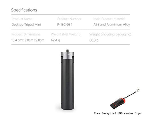 PGYTECH Desktop Tripod Mini for DJI OSMO Pocket/GoPro Series Action Camera with LUCKYBIRD USB Reader