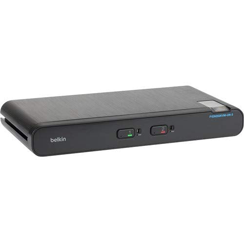 Linksys Belkin Dual-Head, 2-Port KVM, with Audio & CAC Port - 2 Computer(s) - 1 Local User(s) - 3840 x 2160-7 x USB - Desktop, Under Table - TAA Compliant
