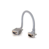 C2G 52021 VGA Extension Cable - Premium Shielded M/F Monitor Extension Cable with 90° Downward-Angled Male Connector, Gray (1 Foot, 0.30 Meters)
