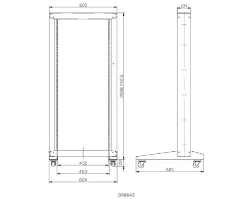StarTech.com 2POSTRACK 42U 2 Post Open Frame Rack with Casters (Black)