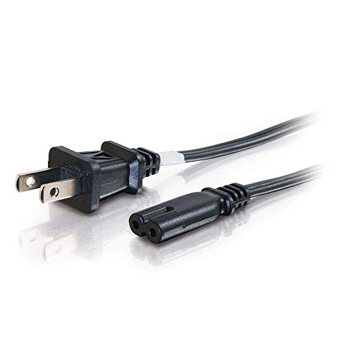 C2G 27398 18 AWG 2-Slot Non-Polarized Power Cord - NEMA 1-15P to IEC320C7, TAA Compliant, Black (6 Feet, 1.82 Meters)