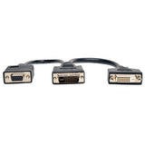 TRIPP LITE P564-06N-DV 6-Inch DVI Digital Y Splitter Cable DVI-I M to DVI-D F and HD15 F