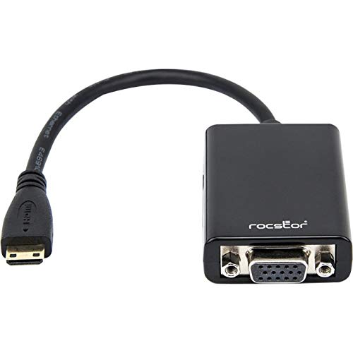 Rocstor Y10A185-B1 Premium Mini HDMI to VGA Adapter - for Digital Still Camera and Video Camera, Resolution up to 1920x1080-1 x HDMI (Mini Type C) Digital Audio/Video, Black