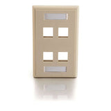 C2G 03713 4-Port Keystone Single Gang Wall Plate, Ivory