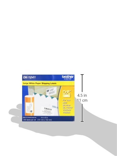 Brother DK1241 Die Cut White Paper Labels4-Inch x 6 Inch200-CountRetail Packaging