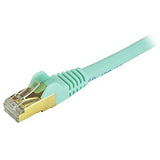 StarTech.com Cat6a Shielded Patch Cable - 35 ft - Aqua - Snagless RJ45 Cable - Ethernet Cord - Cat 6a Cable - 35ft (C6ASPAT35AQ)