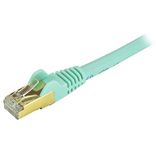STARTECH Cat6a Shielded Patch Cable, 14 ft, Aqua, Snagless RJ45 Cable, Ethernet Cord, Cat 6a Cable, 14ft
