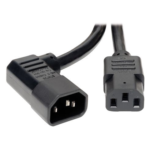 Heavy-Duty Power Extension Cord 15a, 14awg (Left Angle Iec-320-C14 to Iec-320-C1