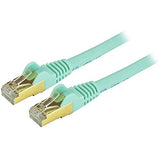 STARTECH Cat6a Shielded Patch Cable, 12 ft, Aqua, Snagless RJ45 Cable, Ethernet Cord, Cat 6a Cable, 12ft