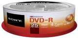 Sony 25DMR47SP 16x DVD-R 4.7GB Recordable DVD Media - 25 Pack Spindle
