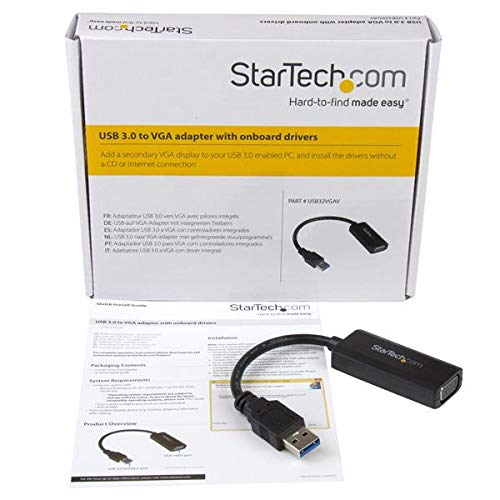 StarTech.com USB 3.0 to VGA Display Adapter 1920x1200, On-Board Driver Installation, Video Converter with External Graphics Card - Windows (USB32VGAV)