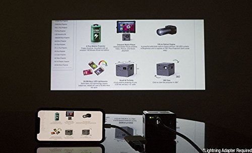 AAXA P2-B LED DLP Mini Projector - Built-in Battery, Support Full HD 1080p for Smartphone, Laptop, Gaming, Movie, Travel, Camping, Portable Projector with Mini-HDMI, TF, USB, AV Inputs, Media Player