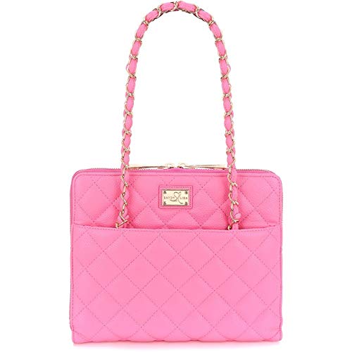 Sandy Lisa St. Tropez Quilted Purse, Carrying Bag for Tablet, Pink/Gold