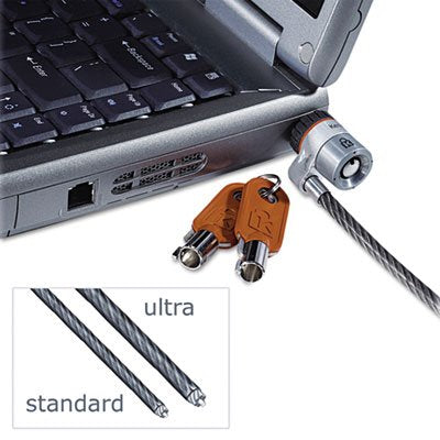 Kensington 67723 MicroSaver Keyed Ultra Laptop Lock, 6ft Steel Cable, Two Keys
