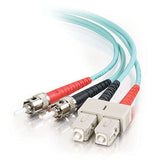 C2G 36111 OM3 Fiber Optic Cable - SC-ST 10Gb 50/125 Duplex Multimode PVC Fiber Cable, Aqua (3.3 Feet, 1 Meter)