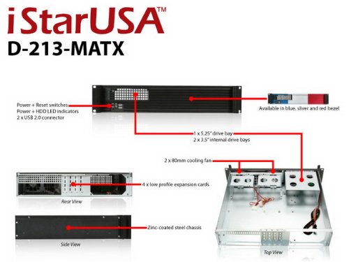 iStar D Value D-213-MATX 2U Rackmount Server Chassis (Black)