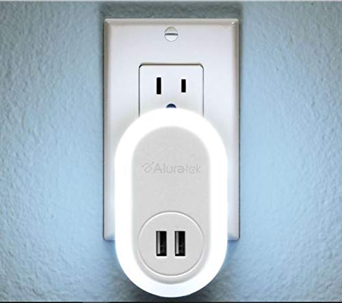 ALURATEK - USB LED Night Light w/Dual USB Charging