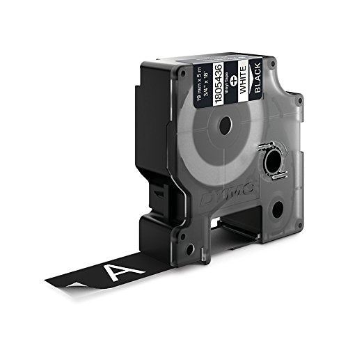 Dymo Rhino Tape, 3/4-Inch, 19mm Vinyl Label Cassette, Black (1805436)