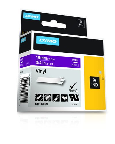 Dymo Rhino Tape, 3/4-Inch, 19mm Vinyl Label Cassette, Purple (1805421)