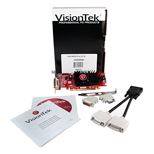 VisionTek Radeon 4350 SFF 512MB DDR2 (2X DVI-I, TV Out) with 2X DVI-I to VGA Adapter Graphics Card - 900273