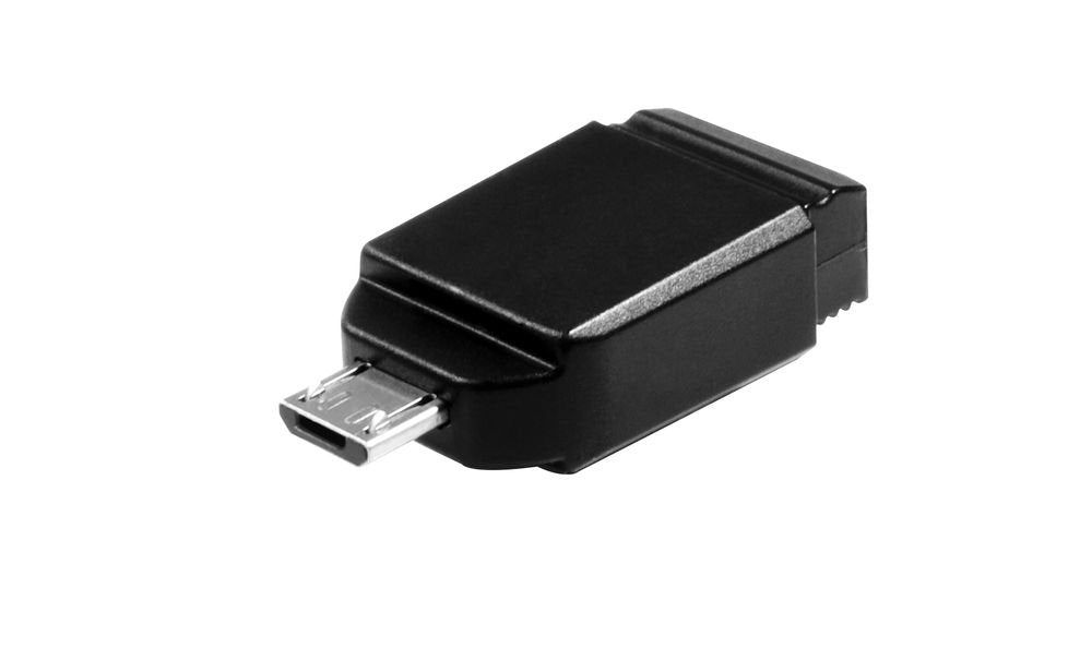 Verbatim 16GB Nano USB Flash Drive with USB OTG Micro Adapter - Black