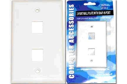 Pack of 12 White 2 Port Wall Plate w/Snap in Port