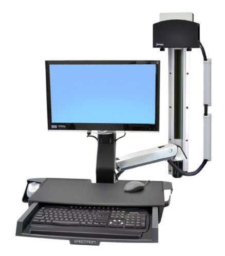 Styleview Sit-Stand Combo Arm with Worksurface, Small CPU Holder