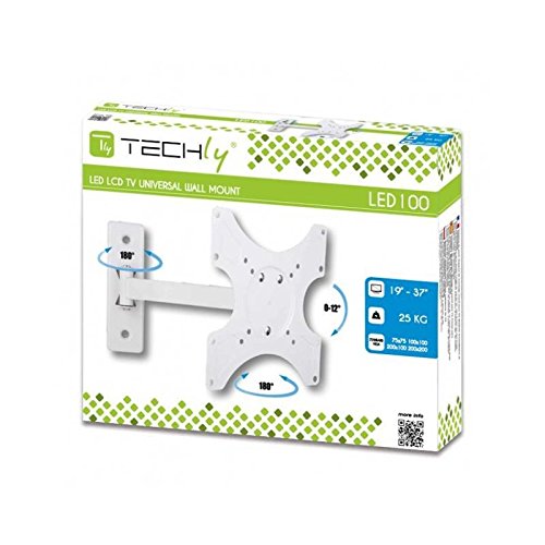 Techly ICA-LCD 2901WH Tilt/Swivel TV 1-Arm Tilt/Swivel TV Wall Mount- 19-37", White
