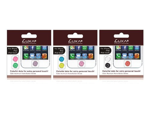 LUXA2 LHA0096-C Color Aluminium Home Button for Smartphones - Combo Pack - Retail Packaging - Purple/Green/Lotus