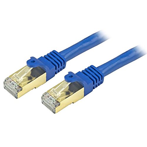 STARTECH Cat6a Shielded Patch Cable, 12 ft, Blue, Snagless RJ45 Cable, Ethernet Cord