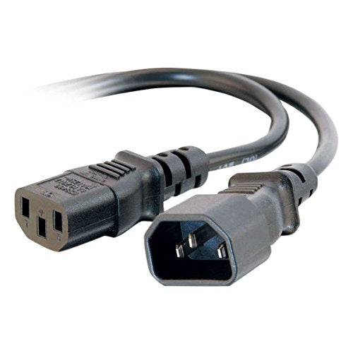 C2G 29917 16 AWG 250 Volt Computer Power Extension Cord - IEC320C14 (C14) to IEC320C13 (C13), TAA Compliant, Black (4 Feet, 1.21 Meters)