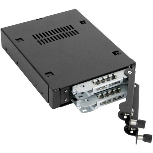 ICY DOCK MB492SKL-B Tough Armor EX Industrial Rugged Full Metal 2X 2.5 SATA/SAS HDD & SSD Mobile Rack for External 3.5" Drive Bay, Black