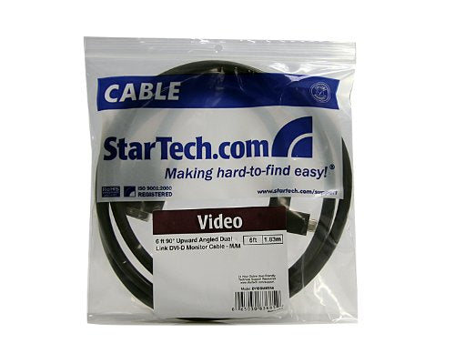 StarTech.com 6 ft 90 Degree Upward Angled Dual Link DVI-D Monitor Cable M/M - Male to Male 25 pin DVI-D Video Cable Black 6 Feet 2560x1600 (DVIDDMMTA6)