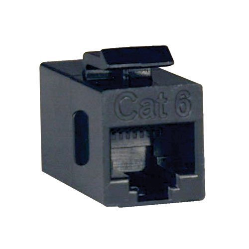 Tripp Lite Cat6a Straight Through Modular in Line Snap-in Coupler w/90-Degree Down-Angled Port White RJ45 F/F (N235-001-WH-6AD)